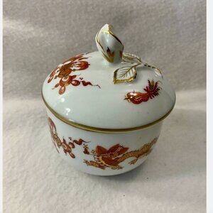 Vintage Hutschenreuther Selb Red Dragon Porcelain Sugar Bowl Gold Gilt Rosebud